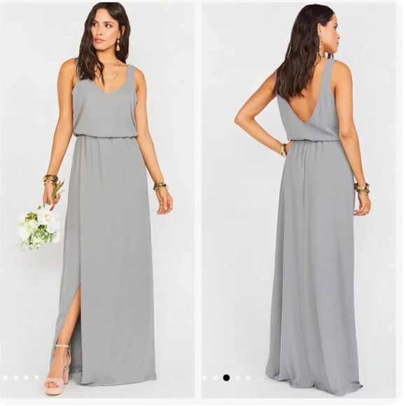 NWT Show Me Your Mumu Kendall Maxi Dress in Soft charcoal crisp - Picture 1 of 6